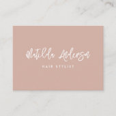 Roze terracotta moderne, minimale QR CODE-script Visitekaartje (Voorkant)