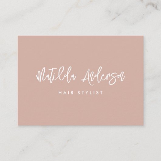 Roze terracotta moderne, minimale QR CODE-script Visitekaartje (Voorkant)