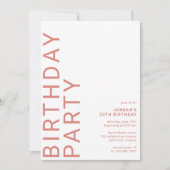 Roze Terracotta Moderne Typografie Any Age Verjaar Kaart (Voorkant)