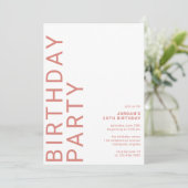 Roze Terracotta Moderne Typografie Any Age Verjaar Kaart (Staand voorkant)