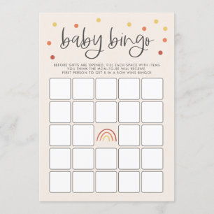 Roze Terracotta Rainbow Baby shower Bingo Game Kaart