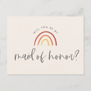 Roze Terracotta Rainbow Maid of Honor proposal Uitnodiging Briefkaart
