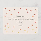 Roze Terracotta Rainbow Maid of Honor proposal Uitnodiging Briefkaart (Achterkant)