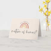 Roze Terracotta Rainbow Matron of Honor Voorstel Kaart (Gele Bloem)