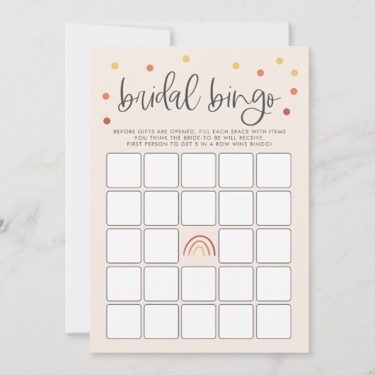 Roze Terracotta Regenboog Bruidsdouche Bingo Spel Kaart (Voorkant)