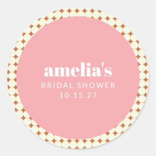 Roze Terracotta Stippen Bruids Bruiloftsfeest Op M Ronde Sticker