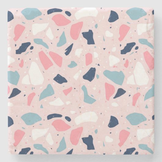 Roze Terrazzo Patroon Stenen Onderzetter (Voorkant)