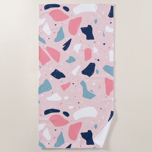 Roze Terrazzo Patroon Strandlaken (Voorkant)