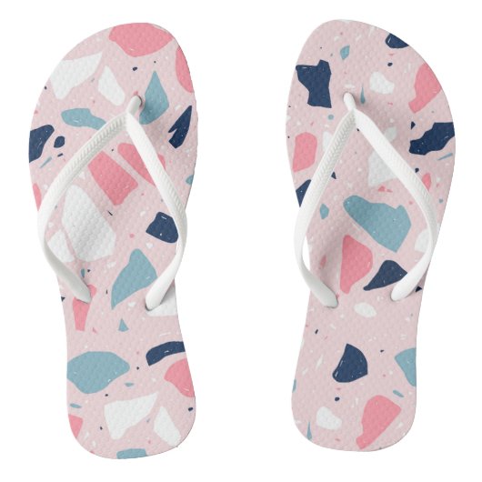 Roze Terrazzo Patroon Teenslippers (Voetbed)