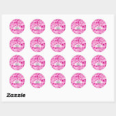roze Terug naar School Pattern Ronde Sticker (Vel)