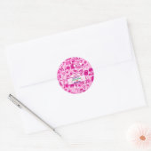 roze Terug naar School Pattern Ronde Sticker (Envelop)
