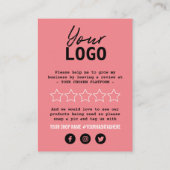 Roze Terug Wit Bedankt Logo Social Media Invoegen Visitekaartje (Achterkant)
