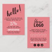 Roze Terug Wit Bedankt Logo Social Media Invoegen Visitekaartje (Voorkant / Achterkant)