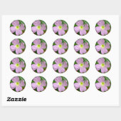 Roze teunisbloem wilde bloem ronde sticker (Vel)