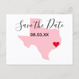 Roze Texas Red Heart sla de datum op Aankondigingskaart