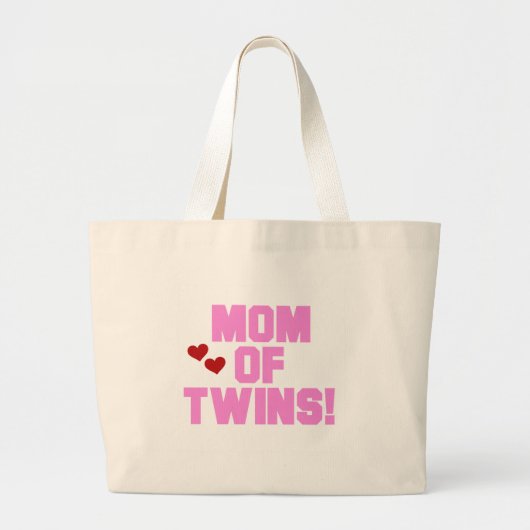 Roze Text mama van Twins Grote Tote Bag (Voorkant)