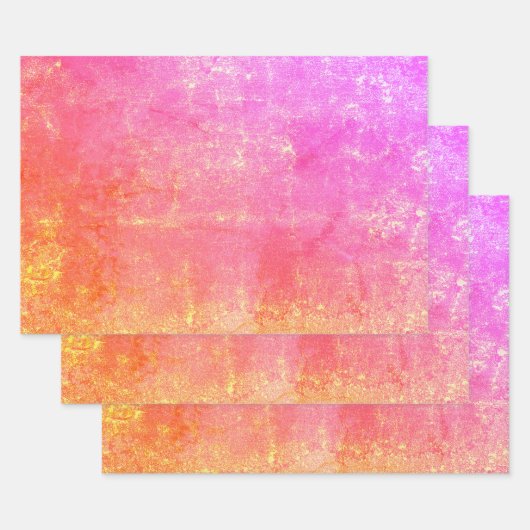 Roze textuur  Antiek Geel Paars Chic Inpakpapier Vel (Set)