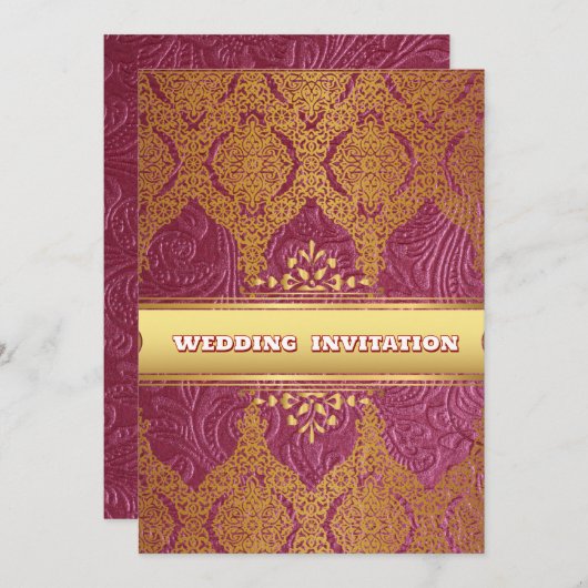 Roze textuur Bloemen Islamitische bruiloft uitnodi Kaart (Voorkant / Achterkant)