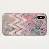 Roze textuur en Chevrons met Jouw naam Case-Mate iPhone Case (Achterkant (horizontaal))