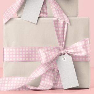 Roze Textuur Gingham Satijnen Lint