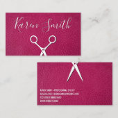 Roze textuurleder | Haarschaar in de lijst Visitekaartje (Voorkant / Achterkant)