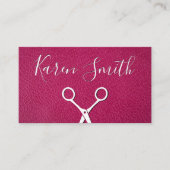 Roze textuurleder | Haarschaar in de lijst Visitekaartje (Voorkant)