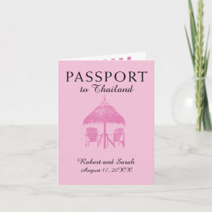 Roze Thailand bruiloft paspoort uitnodiging