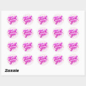 Roze Thank You Glitter Sticker met Hartjes (Vel)