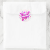Roze Thank You Glitter Sticker met Hartjes (Tas)