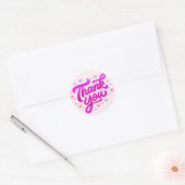 Roze Thank You Glitter Sticker met Hartjes (Envelop)