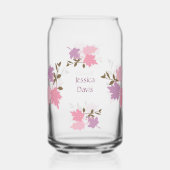 Roze Thanksgiving Fall Leaves Personalize Name Blikvorm Glas (Voorkant)