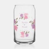 Roze Thanksgiving Fall Leaves Personalize Name Blikvorm Glas (Achterkant)