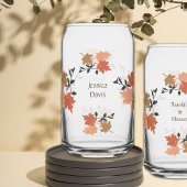 Roze Thanksgiving Fall Leaves Personalize Name Blikvorm Glas