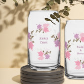 Roze Thanksgiving Fall Leaves Personalize Name Blikvorm Glas