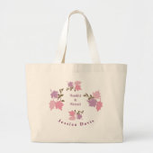 Roze Thanksgiving Fall Leaves Personalize Name Grote Tote Bag (Voorkant)