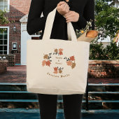 Roze Thanksgiving Fall Leaves Personalize Name Grote Tote Bag