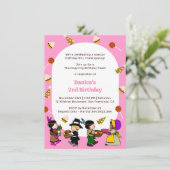 Roze Thanksgiving Verjaardag Kind Party Invitation Kaart (Staand voorkant)