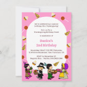 Roze Thanksgiving Verjaardag Kind Party Invitation Kaart (Voorkant)