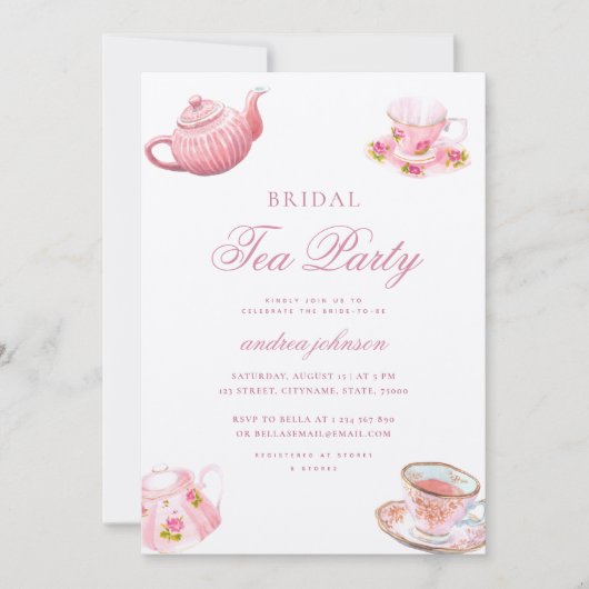 Roze Thee Bruiloft Bridal Shower Kaart (Voorkant)