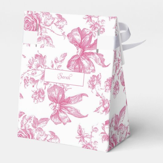 Roze Thee Bruiloftsfeest met Wilde Bloemen Bedankdoosjes (Achterkant)