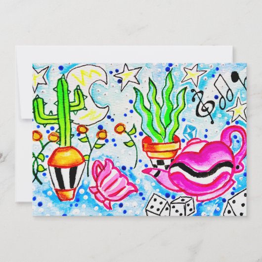 Roze Thee & Cactus Bedankkaart (Voorkant)