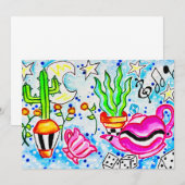 Roze Thee & Cactus Bedankkaart (Voorkant / Achterkant)