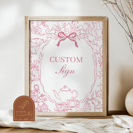 Roze Thee Chinoiserie Boog Aangepast Bord Poster