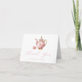 Roze Thee Feest Dank Je Kaart (Voorkant)