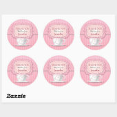 Roze Thee Feest Dank Je Wel Groot Ronde Sticker (Vel)