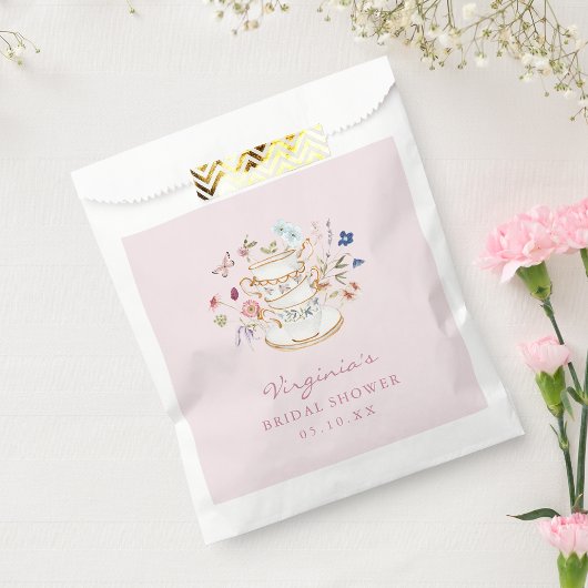 Roze Thee Feest Favor Zak Bedankzakje