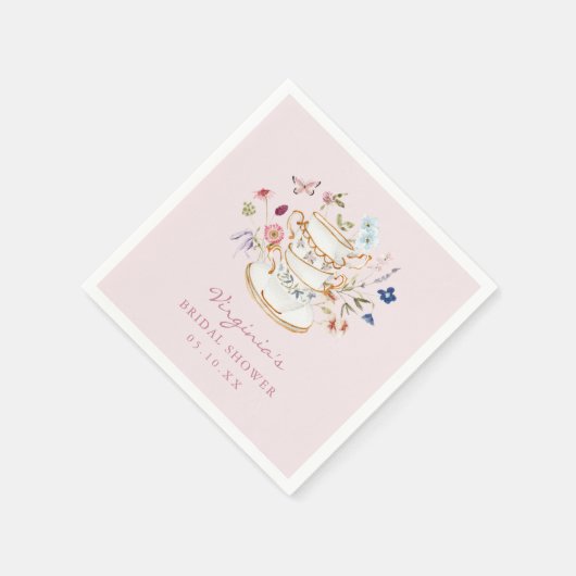 Roze Thee Feest Papieren Bord Servet (Hoek)