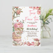 Roze Thee Feest Tijd Vier Thee Verjaardag Kaart (Staand voorkant)