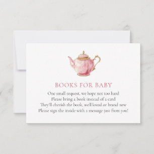 Roze Thee Feestje Baby Shower Boek voor Baby Kaart