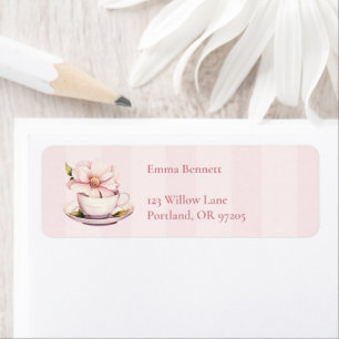Roze Thee Feestje Baby Shower Etiket
